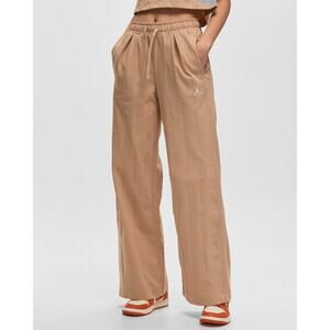 Jordan Flight Knit Pants Desert Tan Snap Hem Wide Leg Pleated Athleisure Sz S